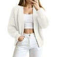 thumbnail image 6 of Wenini Women's Fall Solid Color Long Sleeve Knit Cardigan Sweater Outerwear Top Without Button, 6 of 6