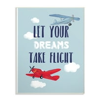 The Kids Room by Stupell Let Your Dreams Take Flight Airplanes Wall Plaque Art, 10 x 0.5 x 15
