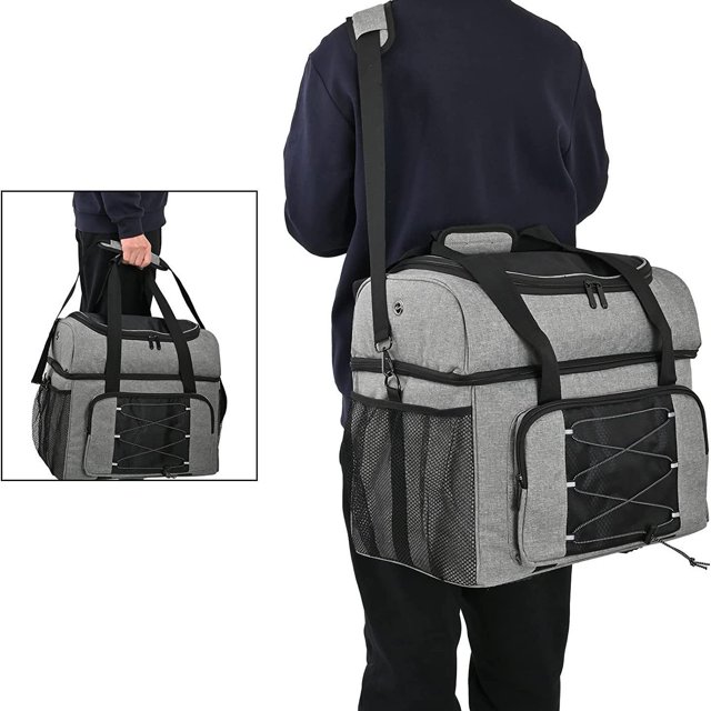 Bolso de bolos con copas de bolos de madera y divisor acolchado para bola doble y un par de zapatos de bolos hasta solo bolso para hombre