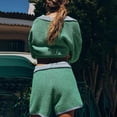 thumbnail image 6 of ZANKLEY Womens 2 Piece Knit Lounge Set Oversized V Neck 3/4 Sleeve Top and High Waisted Shorts, 6 of 13