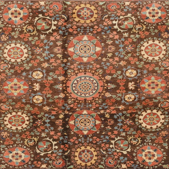 Ahgly Company Machine Washable Indoor Square Abstract Tomato Red Area Rugs, 4' Square