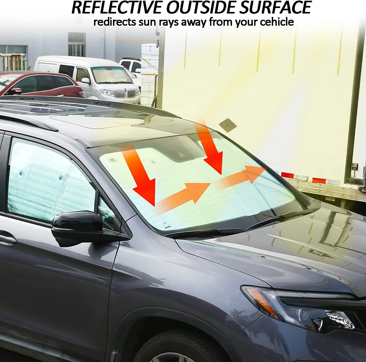 Full Car Window Shades for Honda Pilot 2016-2022 Accessories, UV Protection Heat Insulation Front & Rear Windshield Sunshade, Foldable Side Sun Visor Keep Vehicle Cool Set of 8