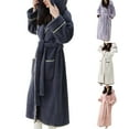 thumbnail image 4 of TEAJOPSUU Plush Hooded Bathrobes for Women Casual Solid Color Robes Long Sleeve Loose Fleece Sleepwear with Pocket Nightgowns White, 4 of 4