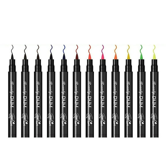 US 12 Colors Liquid Eyeliner Pen Set Matte Waterproof Smudge-Proof Smooth Vivid