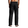 thumbnail image 5 of YUGYXL Men's Cotton Linen Drawstring Pants Casual Stretch Waist Wide Leg Pants with Pockets Outdoor Straight Pants Black XL, 5 of 9
