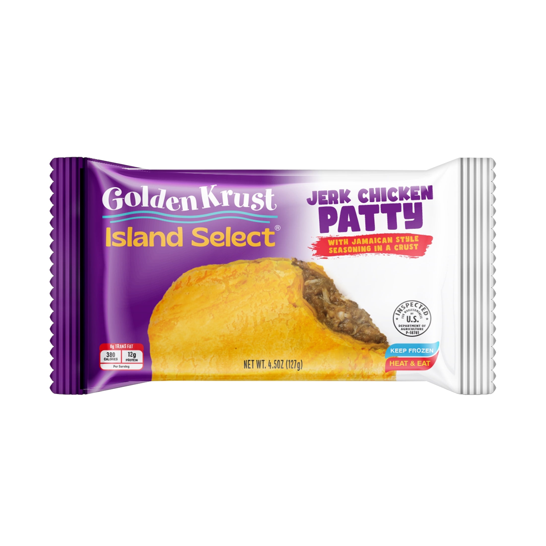 Golden Krust Island Select Jerk Chicken Patties with Jamaican Style Seasonings, 2 Ct, 9 oz (Frozen)