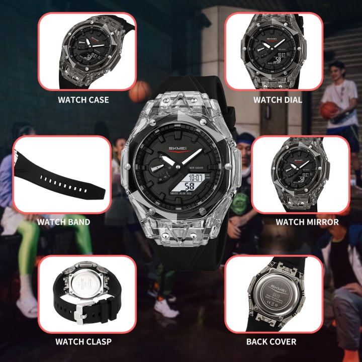 SKMEI Mens Digital Watch Sports Military Multifunctional Watches Waterproof Outdoor Chronograph Wrist Watches for Men with LED Back Ligh/Alarm/Date