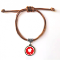 thumbnail image 1 of Red Plug Cable Charging Cable Pattern Bracelet Leather Hide Rope Wristband Brown Jewelry, 1 of 3
