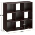 thumbnail image 3 of HYJY 9 Cube Storage Organizer, 3 Tier Bookshelf Open Shelf Display Rack with 5 Removable Back Panels Wood Bookshelf System for Home, Office, Bedroom, Living Room, Dark Brown, 3 of 14