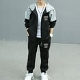 thumbnail image 3 of YONGHS Boys Sweatsuit Set 2 Piece Hoodie Sweatshirt and Jogger Sweatpants Black 2-3, 3 of 7