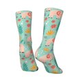 thumbnail image 5 of Uemuo Elephant and Flowers Pattern Women's Crew Socks, Soft Durable Breathable Moisture-Wicking with Odor Control Cotton socks, 5 of 9
