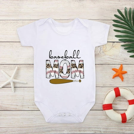 

WHLBF Toddler Baby Boys Girl Comfortable Mother s Day Baseball Print Romper Jumpsuit White 12(12)