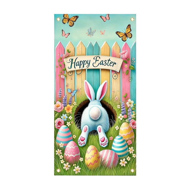 E Easter Door Curtain Hanging Decoration Party Home Decor Polyester Fabric 70.87X35.43 Inches Full Coverage Seasonal Multicolor