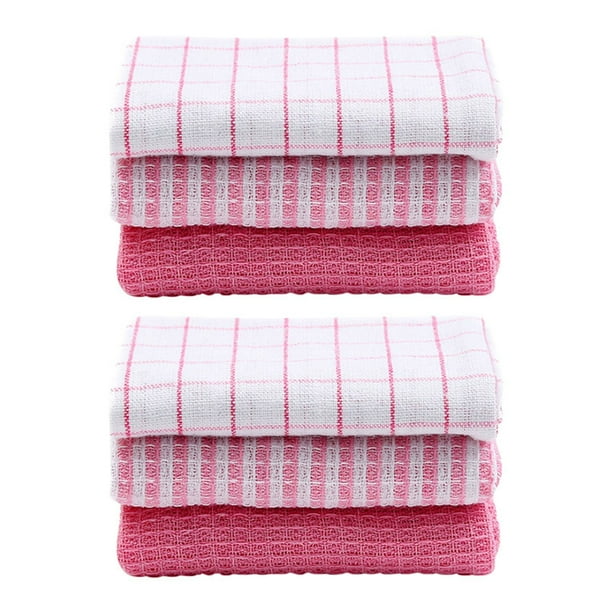 NvziToallas de cocina, lindas toallas de cocina, paños de cocina, paños de cocina de algodón a rayas, paños de cocina absorbentes, color rosa