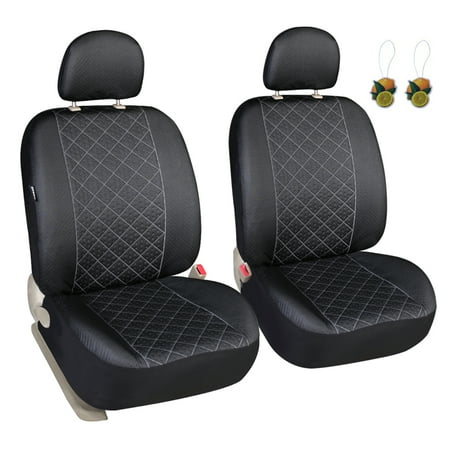 Back Universal Seat Cover - Leader Accessories Diamond Stitch Design Auto Universal Car Seat Covers 2 Fronts Low Back Seat Protector with Airbag & 2 Headrest Cover