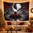 thumbnail image 3 of Dragon Coiling Around Full Moon Against Pagoda Scene, Mysterious Fantasy for Men, Dark Asian Art Decor, Halloween Gift, Tapestry Wall Hanging for Gaming Room and Living Room, 3 of 7