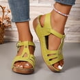 thumbnail image 2 of Rokment Womens Orthopedic Wedges Walking Gladiator Sandals Comfortable Fashion Casual Leather Platform Arch Support Orthotic Chunky Mid Heel Beach Summer Shoes Green Size 6, 2 of 9