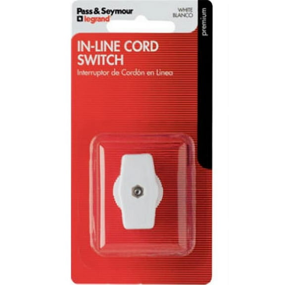 Pass & Seymour 410WBPCC5 White Miniature In Line Feed Through On & Off Cord Switch, Pack of 5