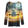 thumbnail image 5 of jobturf Halloween Shirts for Women Pumpkin Printed Cute Long Sleeve T Shirts Novelty Ghost Graphic Tops Fall Tee Fashion Festival Gift, 5 of 5