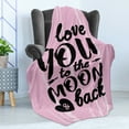 thumbnail image 4 of I Love You to the Moon and Back Soft Flannel Fleece Throw Blanket, Charcoal Written Effect Motto on Affection, Cozy Plush for Indoor and Outdoor Use, 60" x 80", Baby Pink Charcoal Grey, by Ambesonne, 4 of 5