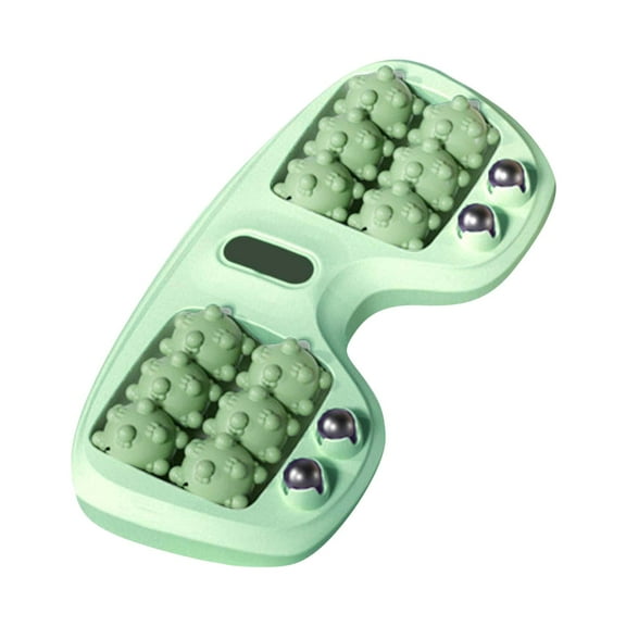 Dual Foot Acupressure Roller Portable Massager for Plantar Fasciitis - Relieve Pain Stress Boost Circulation Reflexology Tool Home Office Use Green 1PC
