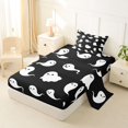 thumbnail image 2 of Homewish Simple Halloween Ghost Twin Sheets,Silhouette Pattern Bedding,Black White,3 Pieces,1 Fitted Sheet and 1 Pillowcase, 2 of 6