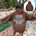 thumbnail image 4 of Christian Hoodies for Women 2025 God Loves You Hoodie Y2K Graphic Hoodies with Pockets Hooded Sweatshirt Pullover Tops, 4 of 8