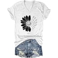 thumbnail image 4 of XIAONU Sunflower Butterfly Print T Shirt for Women Short Sleeve V Neck Daily Casual Tees, 4 of 4