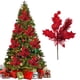 thumbnail image 4 of Ramo de flores artificiales navideñas | Arreglo de flor de Pascua de plástico rojo | Centro de mesa festivo de 23 cm para decoración del hogar, 4 of 6