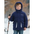 thumbnail image 3 of HILEELANG Kids Big Boys Winter Puffer Jacket with Hood Warm Light Weight Padded Water-Resistant Coat for Kids 6-13 Years, Classic Navy Blue, 3 of 9
