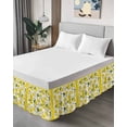 thumbnail image 4 of Yellow Summer Lemon Bed Skirt Cal King Size, Summer Botanical Watercolor Wrap Around Bed Skirting with Adjustable Elastic Strap, Dust Ruffled Pleated Bedskirts 18 Inch Drop for Bedroom Cal King Beds, 4 of 9
