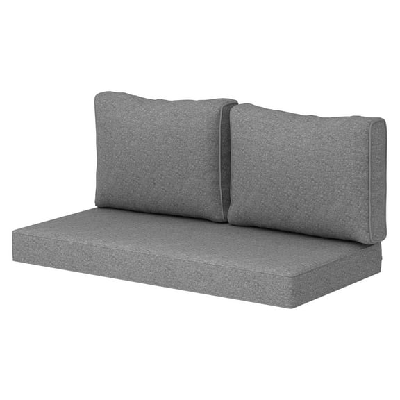 2 Seater Patio Loveseat Cushions - Thick Outdoor Replacement Cushions - Fade & Water Resistant - Removable Washable Covers - Gray