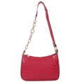 thumbnail image 1 of Bolso retro francés con patrón de cocodrilo, cadena para las axilas, nuevo bolso de hombro tipo bandolera de cuero artificial, color rojo rosa, 1 of 5