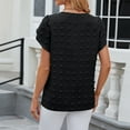 thumbnail image 5 of tarylea Womens Tops Dressy Casual Petal Sleeve Shirts Crewneck Pleated Dotted Business Top, 5 of 5