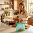 thumbnail image 4 of ITPCINC Reusable Silicone Food Storage Bags, 1 Gallon Leakproof Freezer & Microwave Safe Reusable Bags, BPA-Free Stand-Up Silicone Bags, Light Blue, 1-Pack, 4 of 7