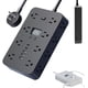 thumbnail image 1 of 16-in-1 Power Strip with Switch & Surge Protection, 16 in 1 Surge Protector, Flat Plug Power Strip Surges Protector, 16 Ac Outlets, 3 USB & 2 Type-C Ports, Time Display for Home,Office (#a-black-5ft), 1 of 7