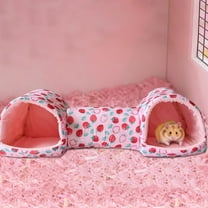Guinea Pig Bed Hideout Tunnel, Durable Warm Small Animal House with Double Tunnel, Washable Small House Cozy Cave with Bottom for Hamster Ferret Rabbits Bunny