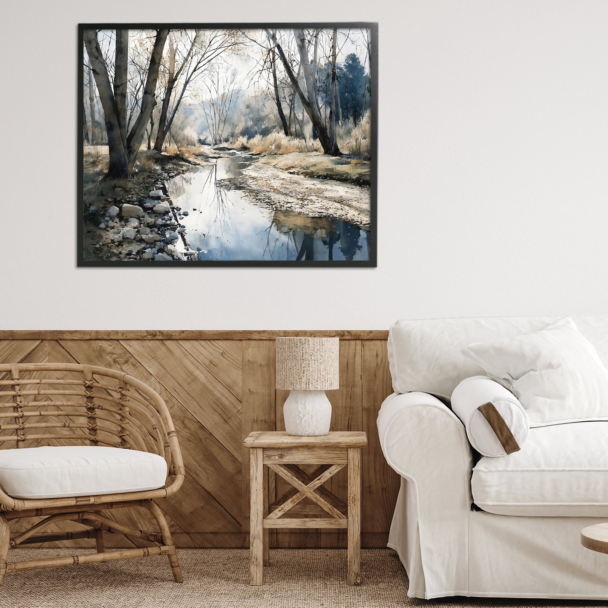 Stupell Industries Serene Reflections at Autumn Creek Black Framed Giclee Art, design by Franklyn Gregory