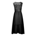 thumbnail image 3 of MSJUHEG Dresses for Women 2023 Summer Dresses for Women 2024 Womens Dresses Women's Chiffon V Neck Splicing Female Mesh Hollow Long Dress Bridesmaid Evening Dresses Black M, 3 of 5