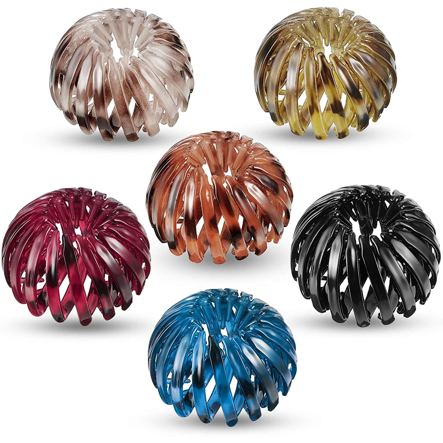 6 Pieces Expandable Ponytail Holder Clip Bird Nest Shaped Hair Clips