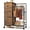 Rustic Brown, variant on melmine 3-in-1 Tall Dresser with Double Clothes Rack & 4 Fabric Drawers Closet Organizer Dresser for Bedroom, Black