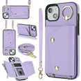 thumbnail image 2 of for iPhone 14 Case Wallet with Strap for Women,Crossbody Lanyard and Wristlet Strap,Zipper Pocket,Credit Card Holder,Ring Stand,RFID Blocking Phone Wallet Cases(6.1 inch,Purple), 2 of 18