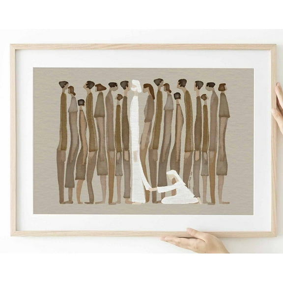 Woman Touches Christ, God Healing Christian Bible Art, Modern Bible, Christ Print Wall Art Bible Sketch, Watercolor Scripture Wall Art, Modern Wall Decor, 8x12 UNFRAMED