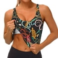 thumbnail image 4 of Vsdgher Snake And Flower Print Women Sleeveless Athletic Tank Top Built-in Bra Camisole Sports Vest for Yoga Running Fitness Exercise with Removable Pads, 4 of 8