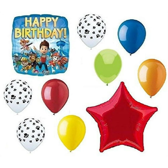 PAW PATROL Chase Shield Dog Doggy Puppy 10 Piece Birthday Party Mylar Latex Balloon Set