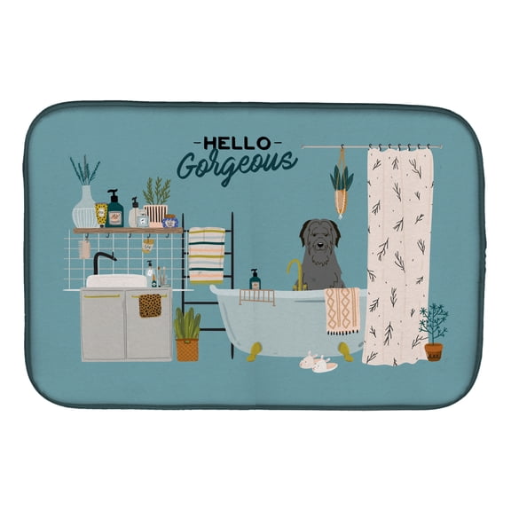 Carolines Treasures CK7503DDM Black Briard in Bathtub Dish Drying Mat 14 x 21" multicolor