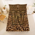 thumbnail image 5 of jejeloiu Animal Print Monogram W Full Size Sheets For Kids,Leopard Classic Initial Print Bed Sheets For Women,4-Piece, 5 of 6