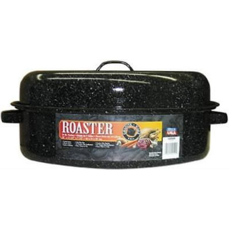 18" Black Covered Oval Roaster Graniteware 18" x 12-1/4" x 7-1/2" Only One