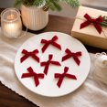 thumbnail image 3 of Burgundy Velvet Bow Christmas Tree Ornament Hanging Decoration for Wreaths and Garlands, 3 of 6