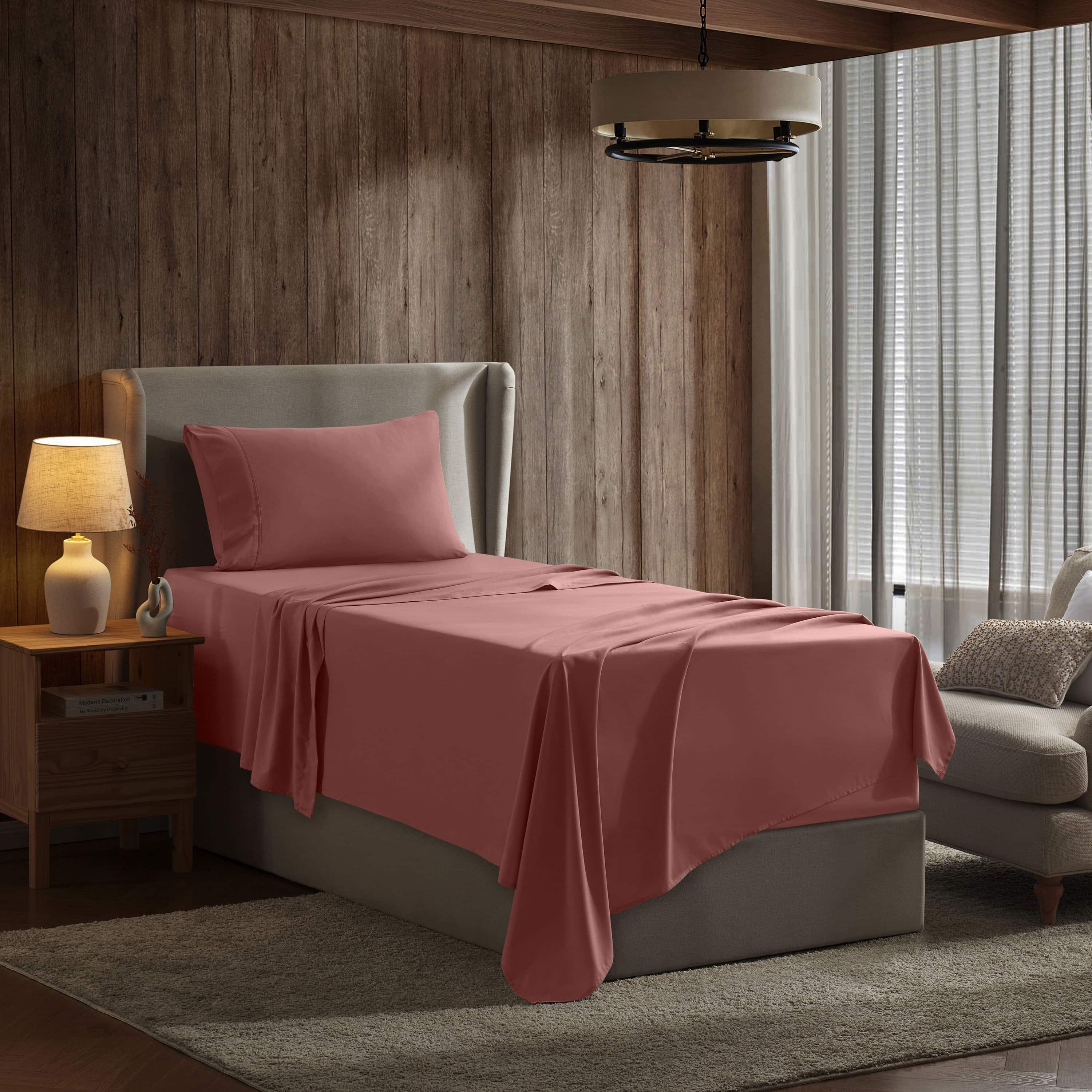 LammaLoe Extra Deep Pocket Twin Xl Sheets Set, 3 Piece, Fits 18"-24" Mattress, Breathable & Extra Soft Bed Sheets, Pink Clay